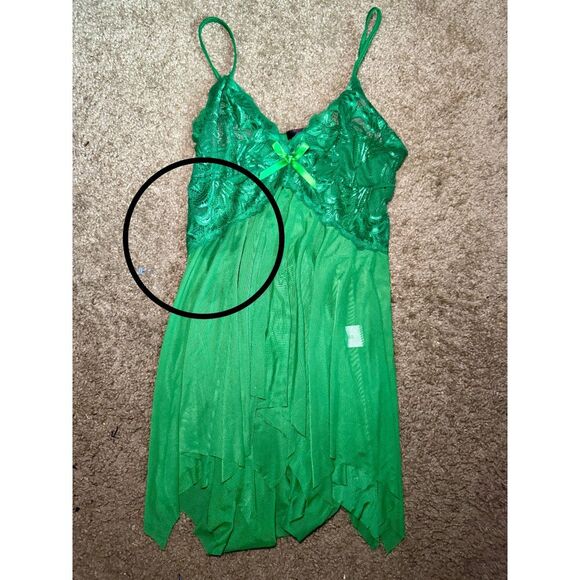 Size Small AvidLove Green Lace Slip FLAWED - Picture 2 of 4